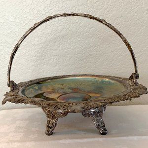 Antique Victorian Silver Plate Brides Cake Basket